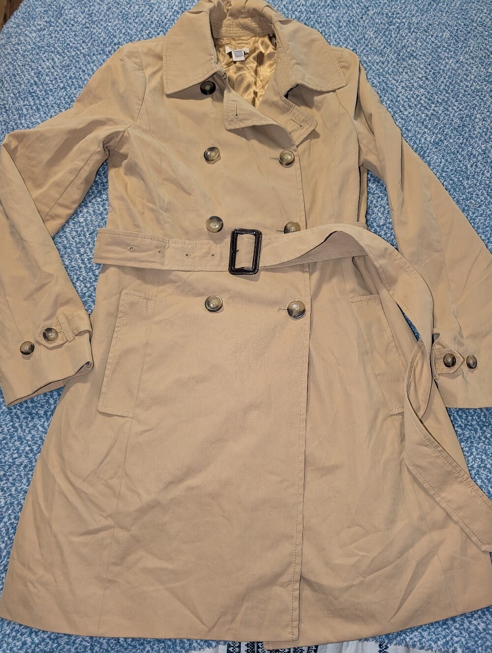 J.Crew Double-Breasted Trench Coat Size 4 Tan Belted Classic Outerwear